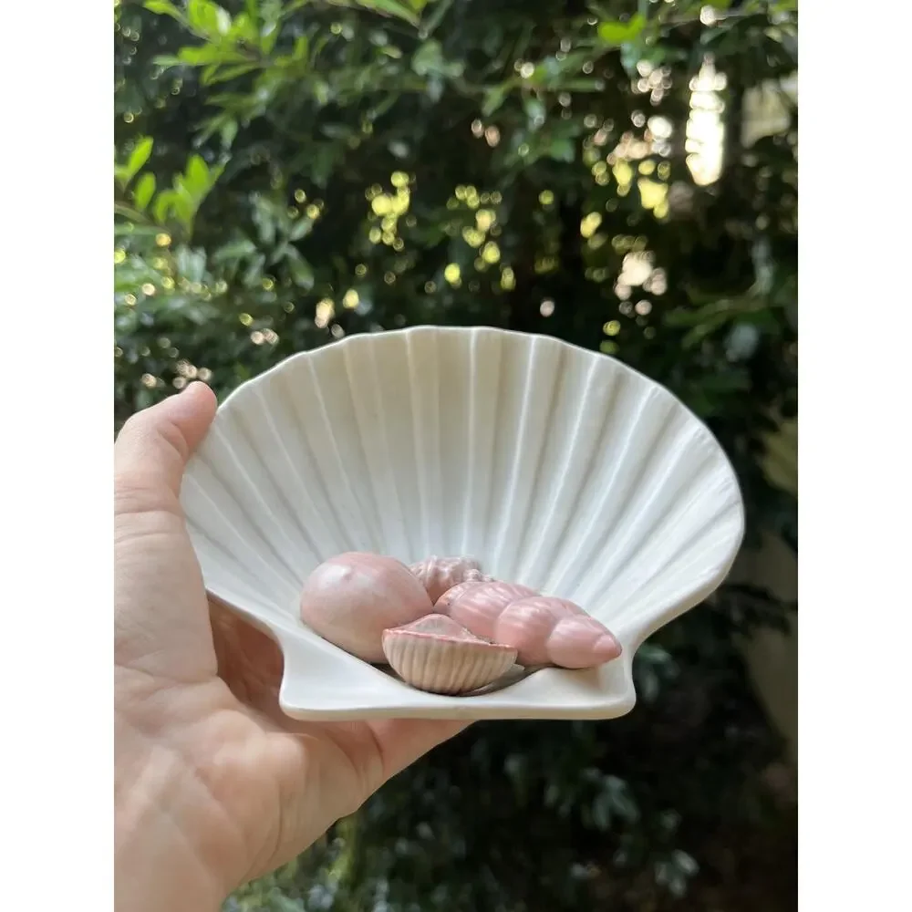 Fitz and Floyd 1981 Scallop Shell Dish, Pink Seashells, Ocean Sea Decor